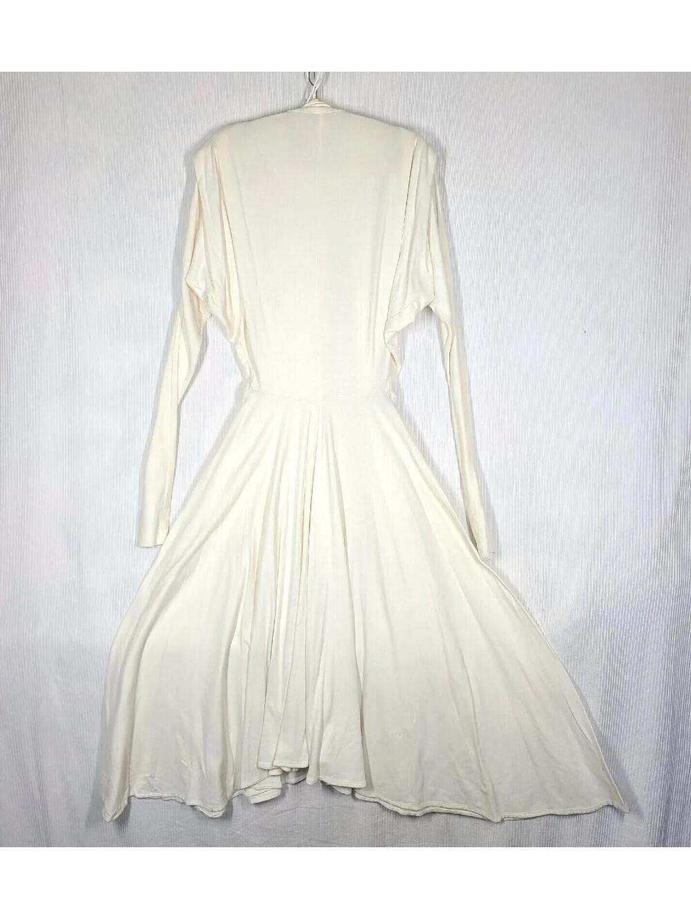 Vtg 70s OMO Norma Kamali Knit Dress XLong Sleeve Wrap Circle Skirt Early Rare - Picture 10 of 13